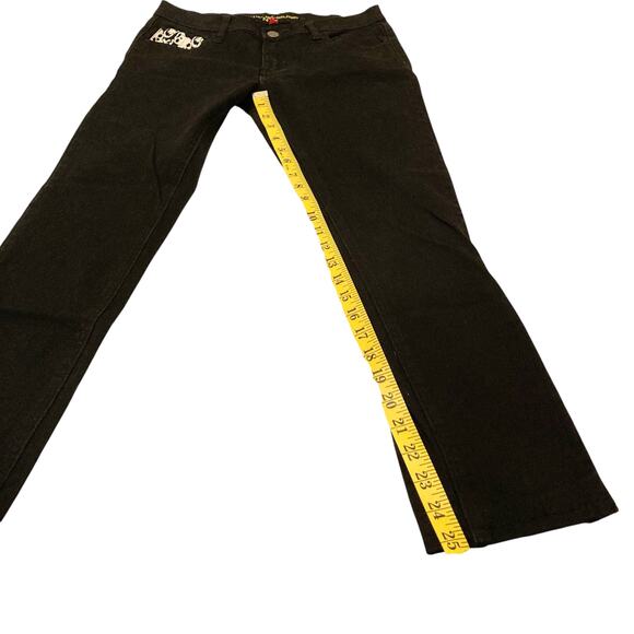 Yellow Rat Bastard Black Skull Embroidered Jeans Size 9/30 - Picture 7 of 12